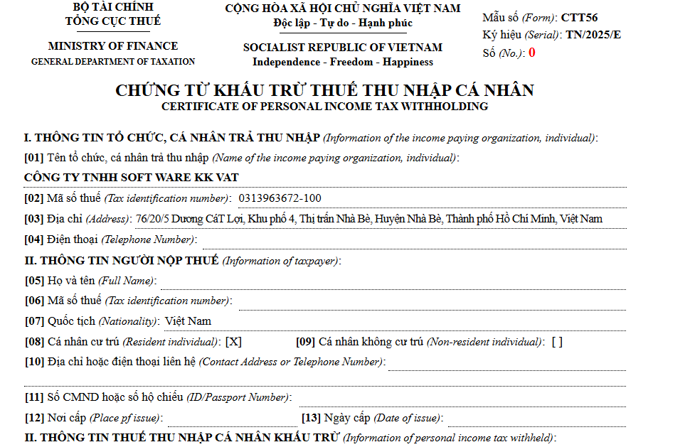 Mẫu đơn đề nghị xuất hóa đơn