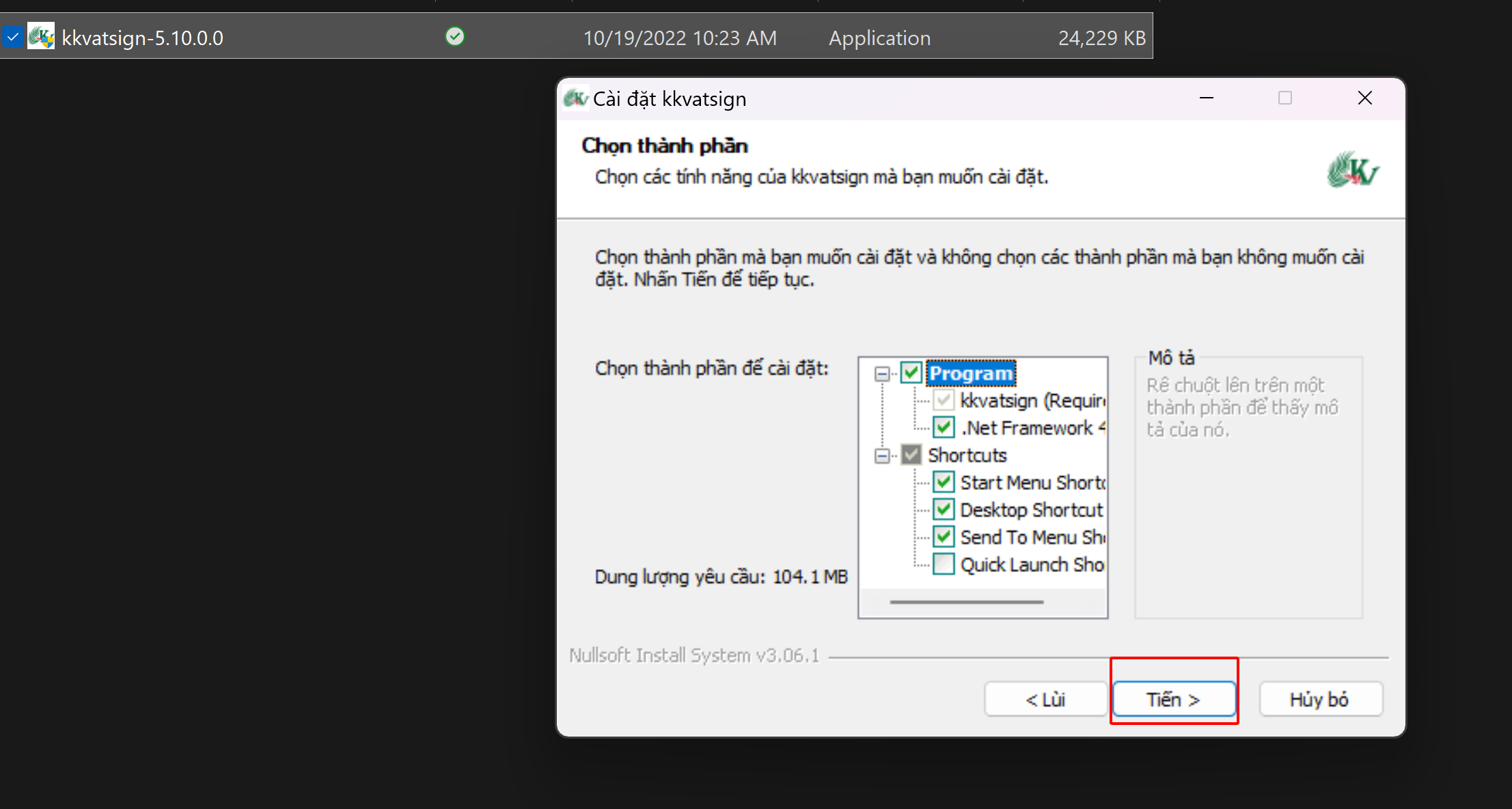 Bước cài đặt 1