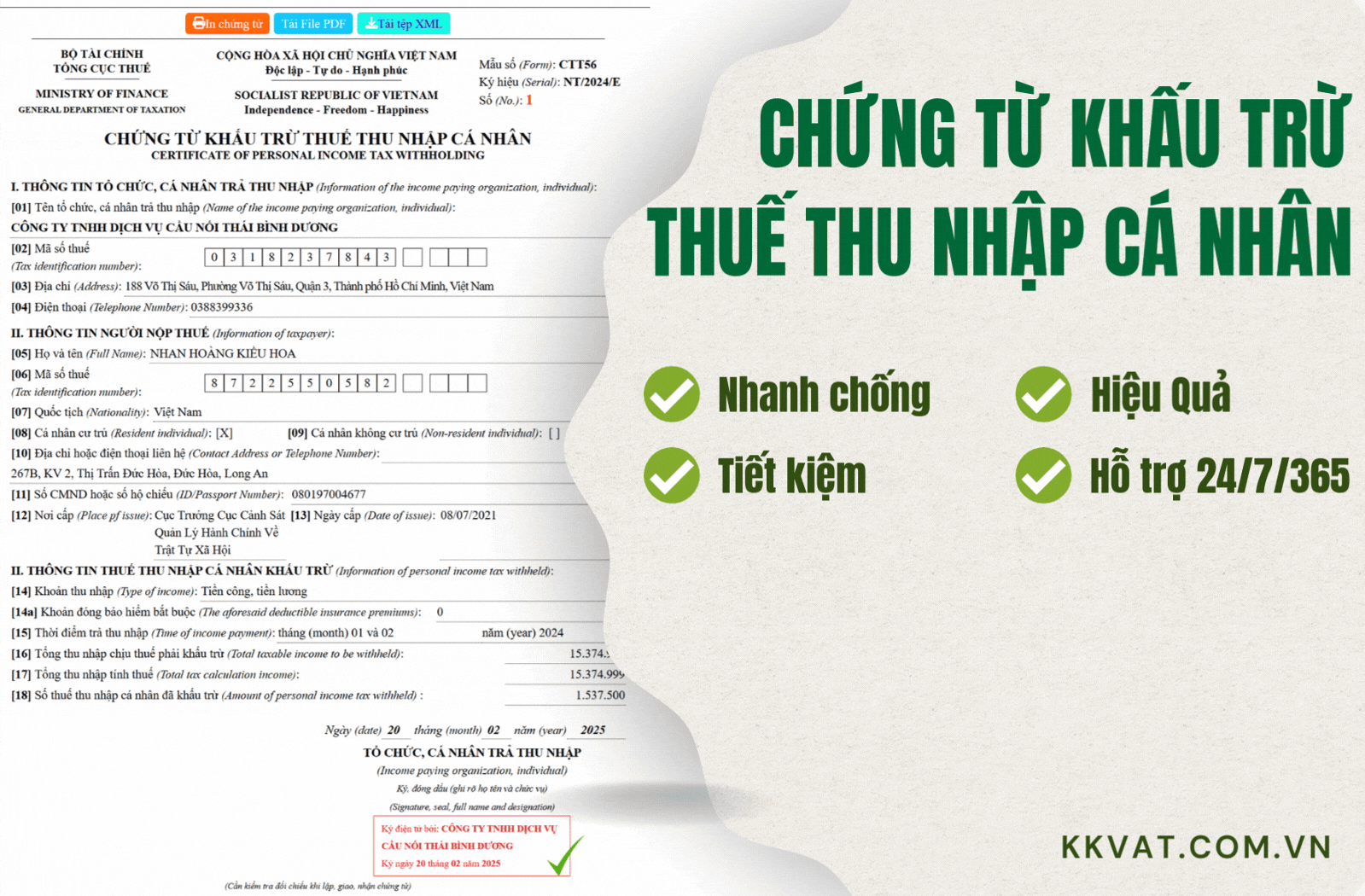 Chứng từ thuế TNCN