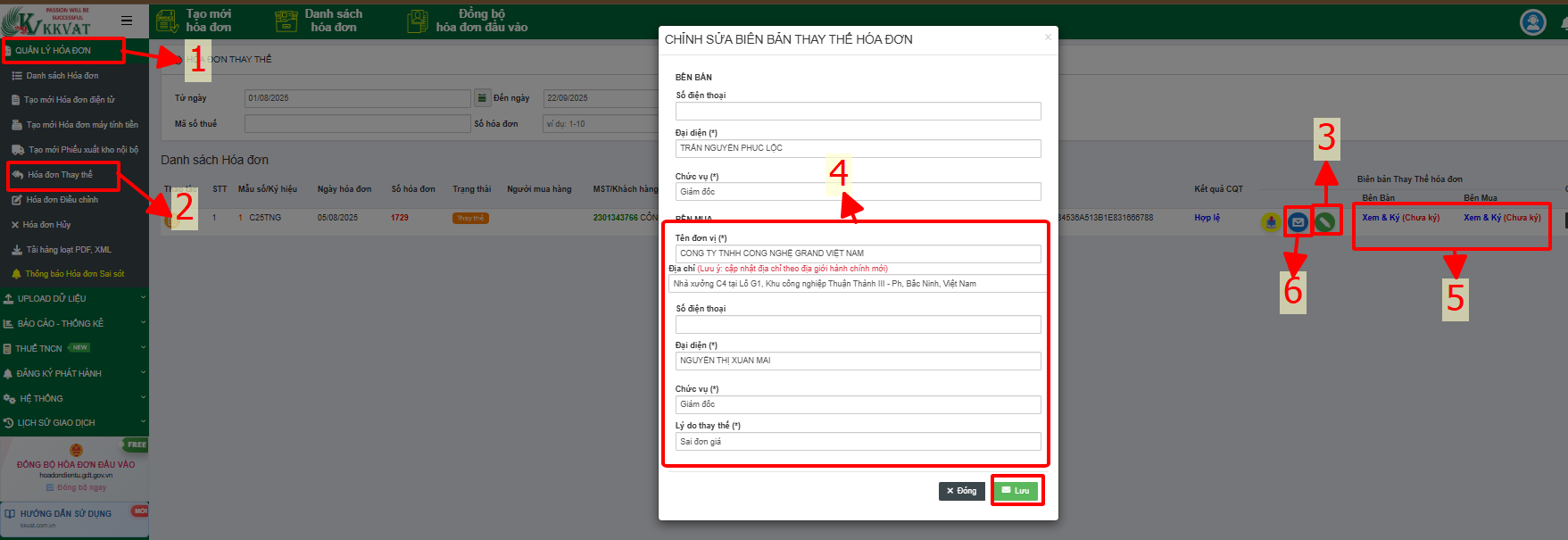 Giao diện hoàn tất quy trình
